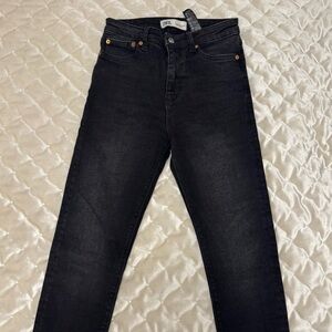 Zara Charcoal Denim High-Waist Jeans